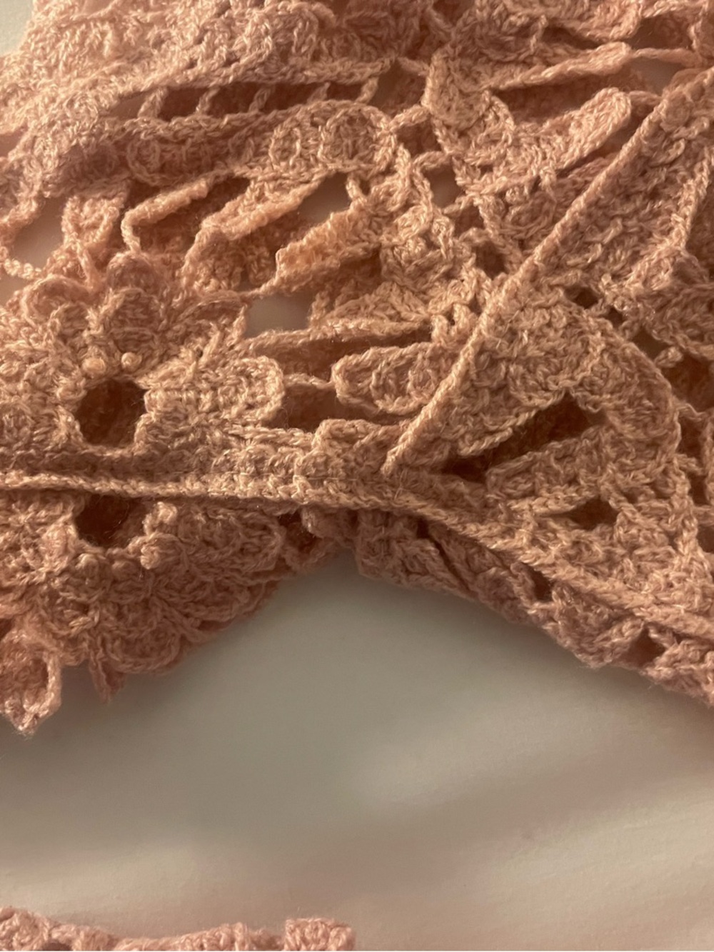 POL Bohemian Crochet Openwork Bracelet Bell‎ Sleeve Short Top Rose Pink One Size - Picture 8 of 11